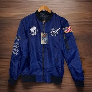 ASSTSERIES NASA Reversible Flight Jacket Men M Bomber Planets Apollo Voyager